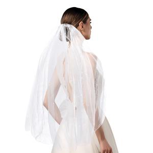 Pearl Fingertip Length Wedding Bridal Veil with Metal Comb May Vary