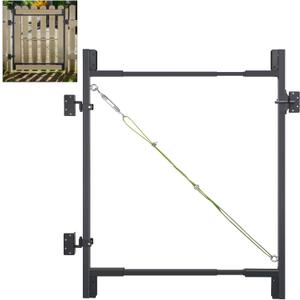 Steel Frame DIY Building Gate Kit, Adjustable 36-72" Wide for 4-5ft High Fences, Fence Gate Kit Fits 1x4 & 2x4 Wood, Powder Coated