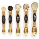 Magnetic Measuring Spoons Set Stainless Steel with Leveler, Stackable Metal Tablespoon Measure Spoon for Baking, Measuring Cups and Spoon Set Kitchen Gadgets Apartment Essentials Fits in Spice Jars (Gold)