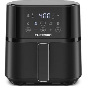Chefman Air Fryer  4 QT Compact Airfryer for Quick & Easy Meals in Minutes, Features Hi-Fry Technology for Extra Crisp, Touchscreen Controls with 4 Presets, Nonstick & Dishwasher Safe Basket - Black (4 Quart)