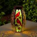 STARSOUL Solar Lantern Outdoor Waterproof, Hanging Solar Lantern for Patio Yard Decor, Cardinal Garden Decor, Cardinal Gift for Women Mom Grandma