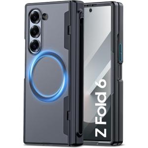 For Z Fold 6 Case, Compatible with MagSafe & S Pen Holder & Hinge Protection & HD Screen Protection, Slim Full Body Shockproof Protective Phone Case for Samsung z fold 6 (Matte Black)