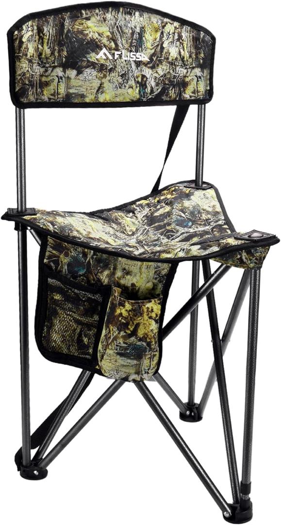 FLISSA Folding Camping Chair with Backrest, Portable Lightweight Triangle Chair with Shoulder Strap, 600D Oxford Fabric, Cup Holder & Storage Pocket, Outdoor Chair for Camping Fishing Hiking