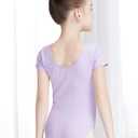 LingTing Leotards for Girls Double Strap Leotard for Gymnastic, Dance,Ballet (9-10 Years, Light Purple-short Sleeved)