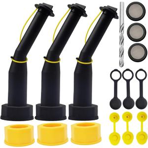 Generic Gas Can Spout Replacement Old Style with Flexible Pour Nozzle Coarse and Fine Thread Screw Collar Caps Vent Cap Drill Compatible with Most of Older Fuel Tank Water Jugs Pack of 3, black