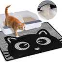 Bienbee Cat Litter Mat, 30"x24" Litter Mat Double Layer Litter Trapping Mat, Reduces Tracking and Keeps Floors Clean, Black Cat L