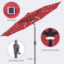 9FT Solar Umbrella Outdoor - Lighted Solar Patio Umbrella with 40 LED Lights Waterprool UV Protection, Table Umbrella with Tilt for Pool, Porch, Garden, Deck, Backyard (Red)