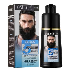 Beard Dye for Men, Beard Color & Hair Dye Shampoo, Beard Dye Black for Gray Coverage, Mens Hair Color Works in Minutes, Simpler Hair Color for Men, Easy to Use