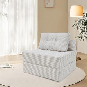 ANONER Memory Foam Folding Sofa Bed, Sectional Couches with Pillow, Futon Floor Couch, Versatile Convertible Sleeper Chair, Boneless Chaise Lounge, Fold Out Chair Bed for Living Room, Beige, Single