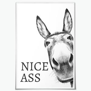 Nice Asspicture for Bathroom Funny Nice Ass Black and White Donkey Canvas Posters Vintage Farmhouse Home Humor Print Paint Cheeky Home Interest Animals Toilet Wall Decor 12x18inch Unframed