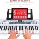 61 Key Electronic Keyboard Piano with Lighted Up Keys, Musical Mini Keyboard Piano with keyboard stand, Digital Portable Synthesizer Keyboards for Beginners Kids Adults (white), Compact