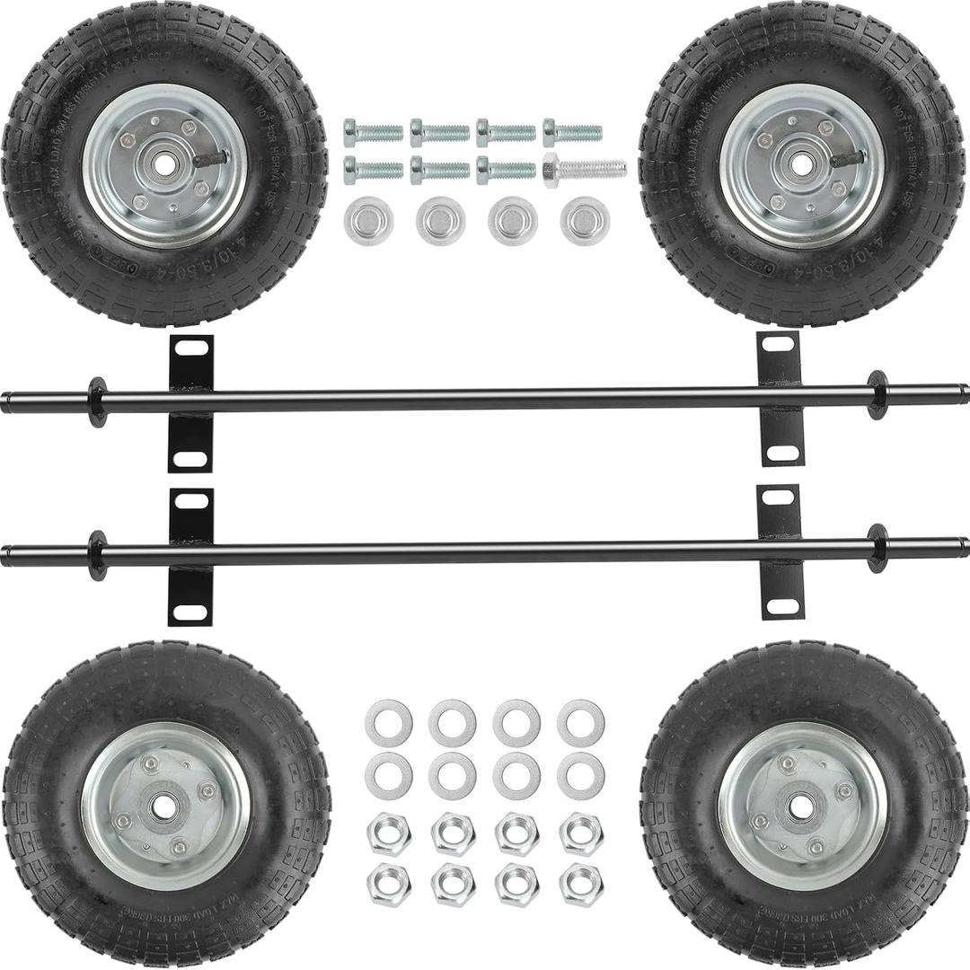 Black All Terrain Wheel Kit, Fit for Predator 9000 8750 and 6500 Watt Generators, Solid Tires