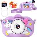 Kids Camera Toddler Toys for Girls Boys, YEEHAO 32MP Dual Lens Digital Camera for 3 - 9 Year Old Girl Christmas Birthday Gifts, 1080P Selfie Video Camera for Kids with 32GB SD Card (Bright Purple)