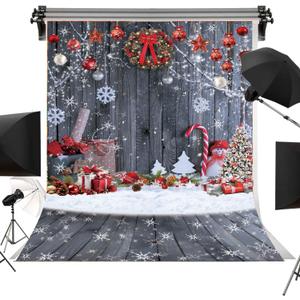 Christmas Photo Backdrop 6x8FT Xmas Tree Snowflake Wooden Wall Photography Background Winter Holiday Party Decorations Supplies