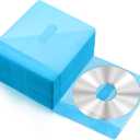 Harloon 200 Pcs Cd Sleeves Dvd Envelopes Double Sided Refill Plastic Disc Holder Case for Blank Storage Binders for Protection Replacement(Blue)