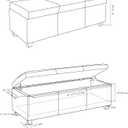 SIMPLIHOME Avalon Storage Ottoman Bench - 48" Wide x 16" High Upholstered Vegan Leather Rectangular Lift-Top Ottoman in Denim Blue, Contemporary Storage Bench for Living Room with High-Density Foam, 18.1"D x 48.4"W x 16.1"H