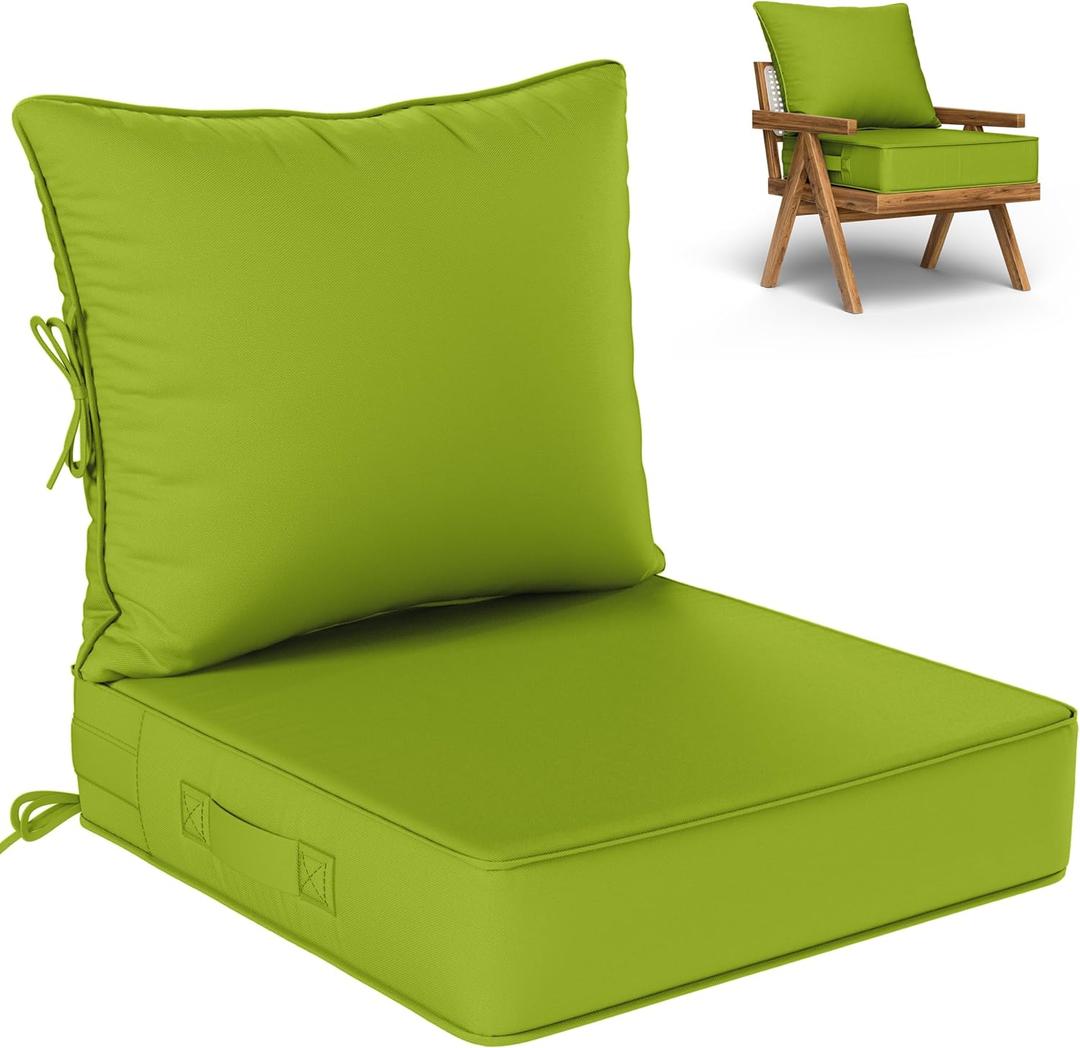 Outdoor Seat Cushions 24×24, Waterproof, for Patio Sofa Chairs, Grass Green