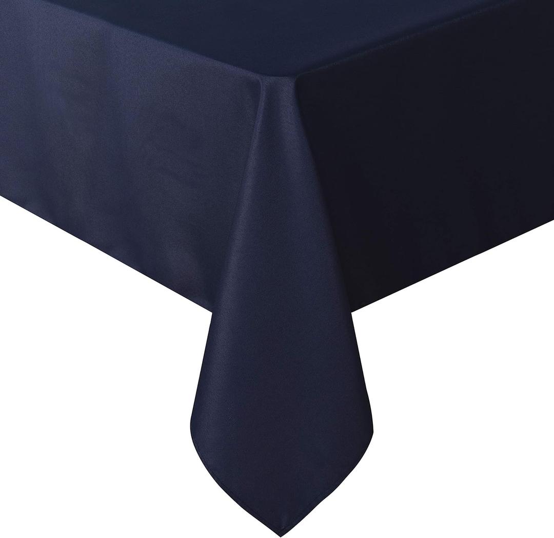 sancua Square Tablecloth - 60 x 60 Inch - Water Resistant Spill Proof Washable Polyester Table Cloth, Decorative Fabric Table Cover for Dining Tables, Buffet Parties and Camping, Navy