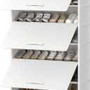 Shoe Rack, 7 Tier Shoe Storage Cabinet with Door 28 Pair Plastic Shoe Shelves Organizer for Closet, Entryway, Hallway, Bedroom, White