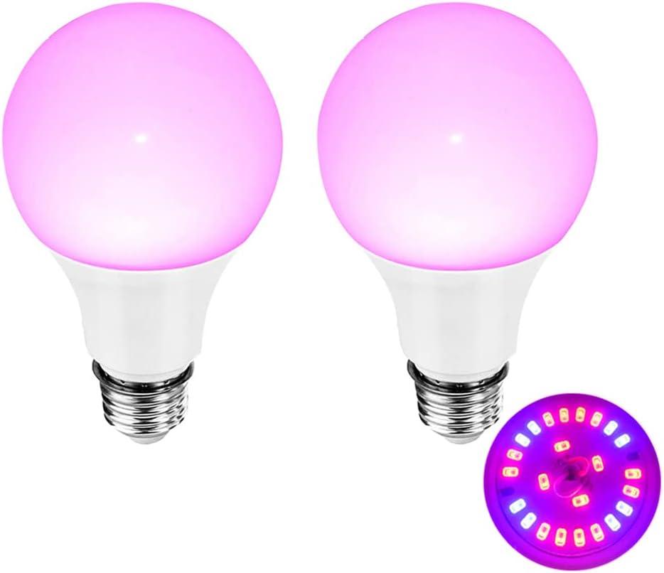 Grow Light Bulbs for Indoor Plants - Full Spectrum E26 A19 LED Lamp Bulb 12W - Balanced Spectrum 5000K with Red & Blue Light for Seeds, Greens, Hydroponics - 2 Pack