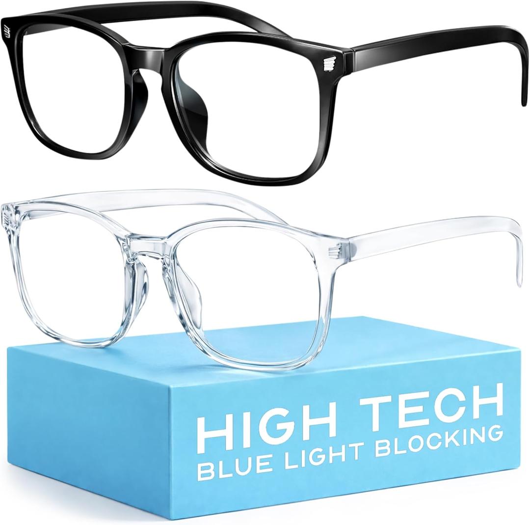 livho High Tech Blue Light Glasses - Advanced Blue Light Blocking Computer Glasses - Screen Fatigue & UV Protection (*B1 Light Black+clear)