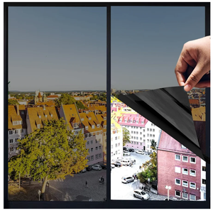 One Way Privacy Window Film,Premium PET Material,Daytime Reflective Heat Control Anti UV Door Sticker,Window Tint for Home Office Living Room,Cosmic Black,35.4 Inch x 16.4 Feet Set of 3