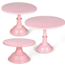SHENLIU 3 Pcs Pink Cupcake Stand, Metal Round 8" 10" 12" Tiered Display Stands Cupcake Dessert Stands for 610 Inch Cakes for Dessert Table Weedings Celebration Birthday Anniversary Parties, Pink