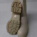 TINSTREE Women's Lug Sole Platform Boots Mid Calf Elastic Chunky Block Heel Leather Chelsea Booties (9, White)