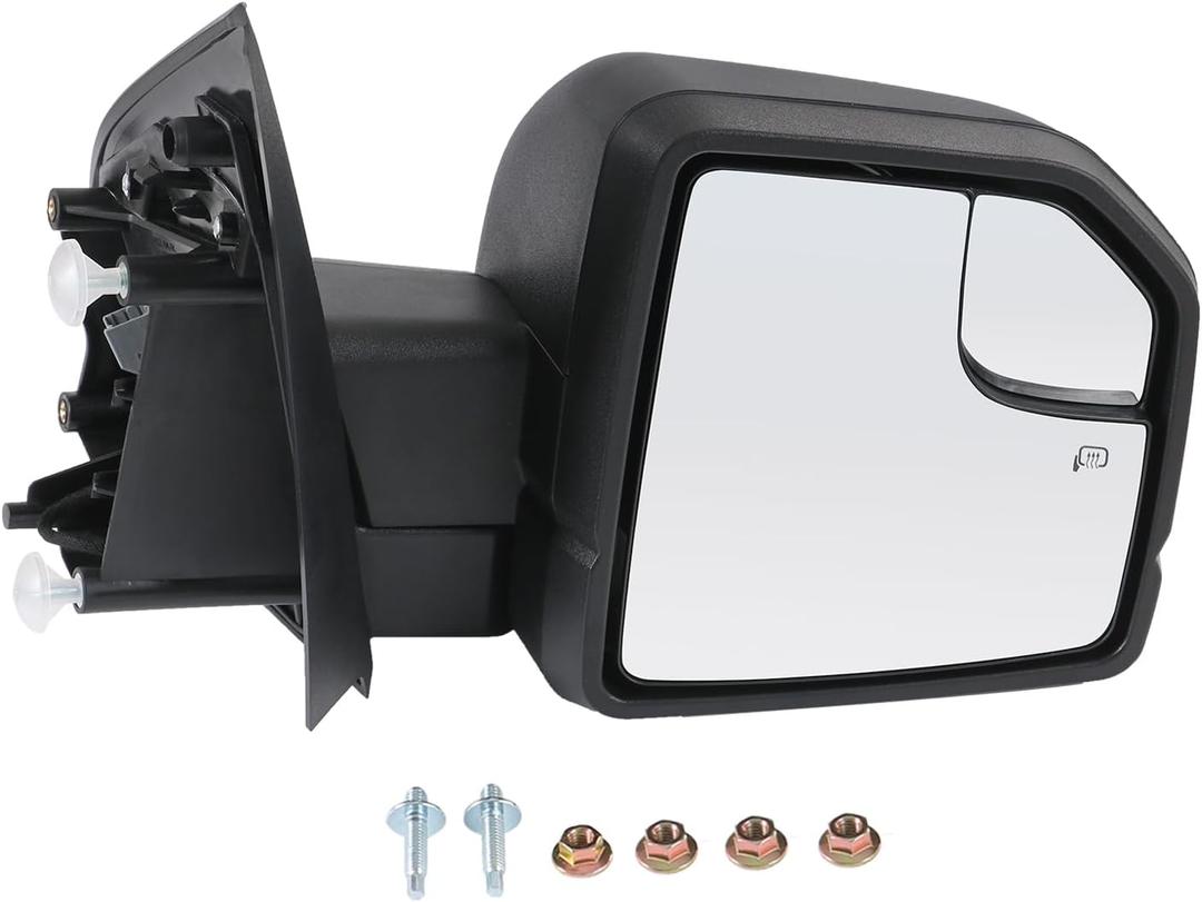 JDMSPEED Passenger Side View Mirror Power Heated LED Signal Textured Black Right Compatible with 2015-2020 Ford F150 With Blind Spot Glass, Power Glass FL3Z17683CB(6Pins)