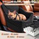 JOEJOY Elevated Dog Car Seat for Small/Medium Dogs up to 35 lbs, Memory Foam Booster Seat with Detachable Washable Cover, Travel-Safe Car Bed with Safety Belts & Storage Pockets, Black