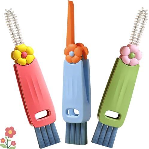 3 in 1 Cup Lid Cleaning Brush, Portable Water Bottle Brush, Multifunctional Bottle Cleaner Brush Set for Tight Spaces, Bottle Gaps, Tumblers, Travel Mug Caps(3 PCS)
