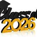 Class of 2026 Sign Graduation Party Decorations 2026 Grad Photo Booth Prop Graduation Table Centerpieces for Senior Night Decor Signs College High School Party Supplies(Black and Gold)
