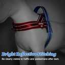 No Escape Dog Harness Medium Sized Dog, Neck Training No Pull Adjustable Lightweight Nylon Dog Harness for Medium Bulldog, Reflective Soft Vest with Traffic Handle, Red/Blue, L