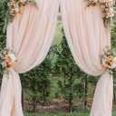 Champagne Backdrop Curtains Chiffon Sheer Voile Curtains 2 Panels 29x120 Inches Long Chiffon Curtains for Backdrop Wedding Decorations for Reception Sheer Drapes for Engagement Birthday Party Events