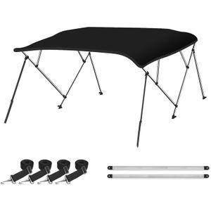 Naviskin 10 Optional Colors 3-4 Bow 13 Different Size Bimini Top Cover Includes Mounting Hardwares,Storage Boot with 1 Inch Aluminum Frame (Black)