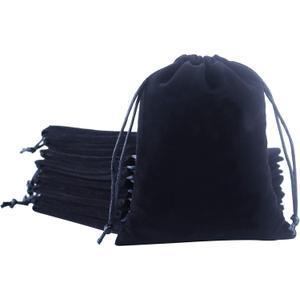 Sansam Velvet Gift Bags with Drawstring, 20pcs 4.8x6.0 Inch Black Drawstring Velvet Cloth Jewelry Pouches