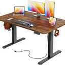 Huuger Electric Standing Desk with Power Outlets and USB-C Port, 47 X 24 Inch Height Adjustable Desk, Sit Stand Desk for Home Office, Computer & Gaming Desk with 4 Presets, Rustic Brown, 47.2 x 23.6 inch