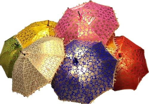 Arise Export 1 Pcs Lot Bohemian Handmade Design Silk Multi Color Silk Fashion Multi-Colored Umbrella Embroidery Boho Umbrellas Parasol