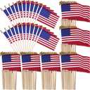 Shimeyao 120 Pack USA Stick Flags 12 x 18 Inch Small American Flag 4th of July USA Flag Red White Blue Lawn Flags with Wooden Pole and Spear Tip for Yard Garden Memorial Day Independence Day Decor