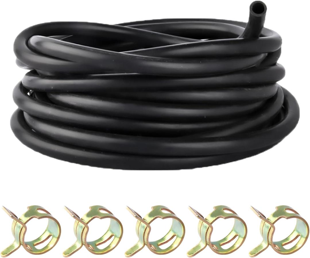 3/8" Silicone Vacuum hose, 10FT Vacuum Hose Automotive Black (ID 10mm) 130PSI Max Pressure with 5 Hose Clamps