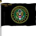 US Army Crest Emblem Flags 3x5 Outdoor Double Sided- Army Green Crest Military Flag 3 Ply Heavy Duty with 2 Brass Grommets for Outside Oudoor