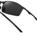 Men's Polarized Rectangular Sunglasses Ultra Lightweight Metal Frame Fishing Driving Glasses Classic Shades for Men