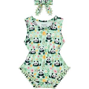 BFUSTYLE Baby Girl Clothes 0-24 Months Outfit Sleeveless Infant Romper Bodysuit with Headband