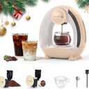 Single Serve Coffee Maker For K Cup Pod and Coffee Grounds /Tea, Fast Brew in 2 minutes, 2 IN 1 One Button Coffee Machine 4-8 Oz Brew Sizes, Stylish Compact For Home, Office, RV and Dorm, Champagne