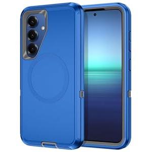 I-HONVA for Samsung Galaxy S25 Case,Galaxy S24 Case [Compatible with MagSafe] Shockproof 3-Layer Full Body Protection [Without Screen Protector] Rugged Heavy Duty Cover,Blue