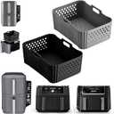 Silicone Air Fryer Liners for Ninja 10QT DoubleStack XL 2-Basket SL401 SL400 SL451 Airfryer,2PCS Reusable Rectangle Perforated Silicone Liners for Ninja DZ302 DZ401 DZ550 Dual Air Fryer Accessories (Grey+Black)