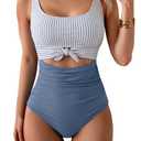 Eomenie Women's One Piece Swimsuit Tummy Control Slimming Bathing Suit Cutout Tie Knot Swimwear, Size L