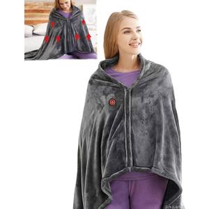 Cordless Outdoor Throw Blanket,Portable Cordless Heated Blanket Battery Operated,Rechargeable Heated Blanket with 3 Heating Levels, for Office,Camping,Indoor & Outdoor Activities (1pcs, Gray)