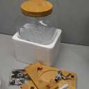 2 Gallon Drink Dispenser with StandGlass Beverage Dispenser With Wood Stand, 18/8 Stainless Steel Spigot and Labels Large Water Drink Dispensers for Parties, Lemonade,Juice, Tea