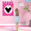 Cute Mouse Birthday Party Decoration Game, pin The Bow on The Mouse with 24 Stickers, Pink Poster Party Favors,Kids Games,Party Games (Pink)